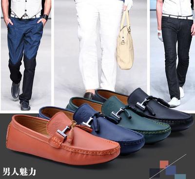 【步森狼光面豆豆鞋男鞋 真皮純色套頭休閑鞋 懶人駕車鞋船鞋】價(jià)格_廠家_圖片 -